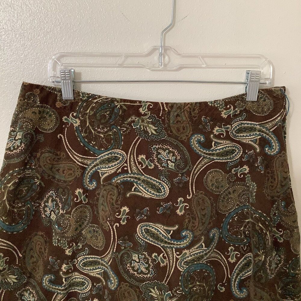 Vintage Y2K Corduroy Western Boho Fairycore Brown Paisley Cotton Fairy Skirt 14 - Picture 2 of 10